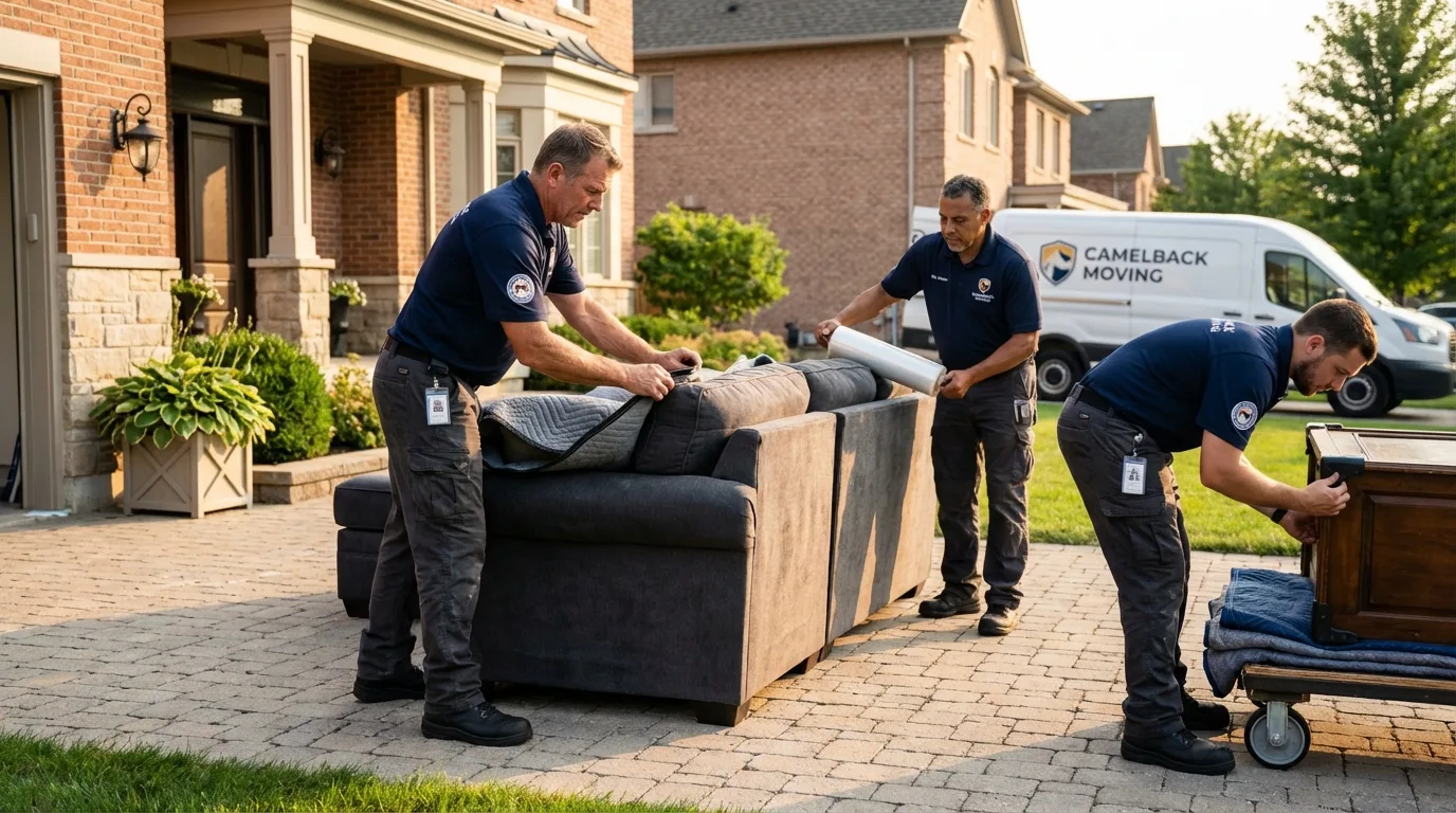 Large estate moving crew wrapping furniture in Moscow Mills, MO
