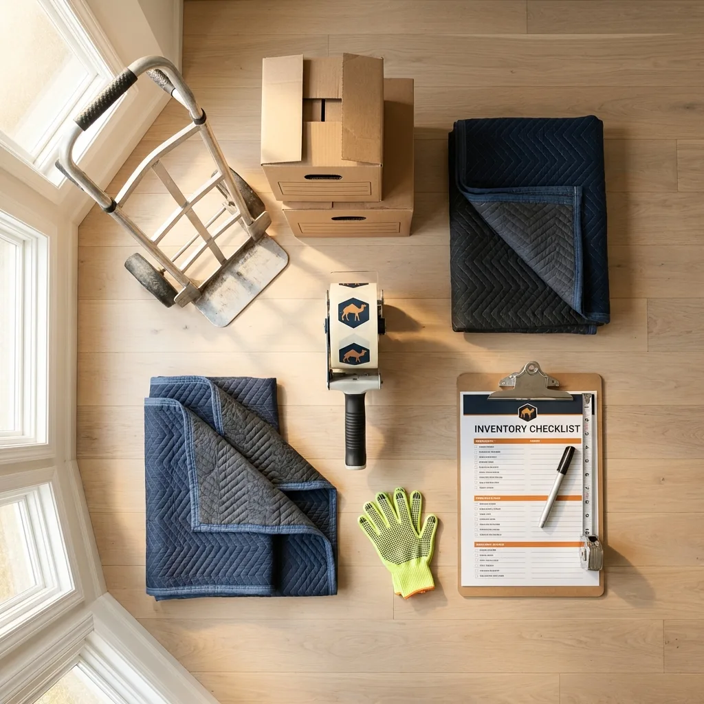 Professional moving supplies and packing materials layout for Moscow Mills residential relocations